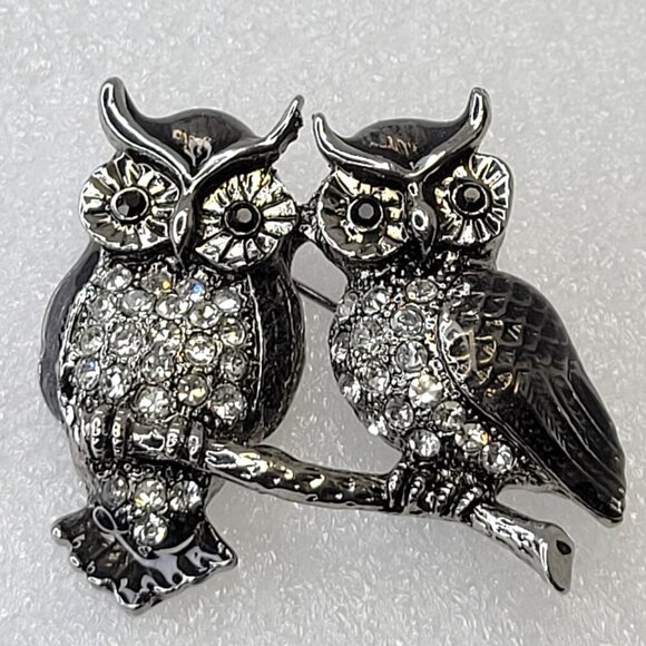 Two Owls Brooch Pin - Picture 3 of 11